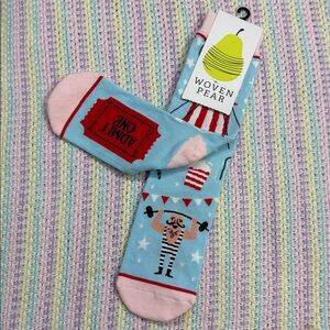 NWT Woven Pear Brand Circus "Admit One" Ticket Fun For Your Feet YAY Socks OS !